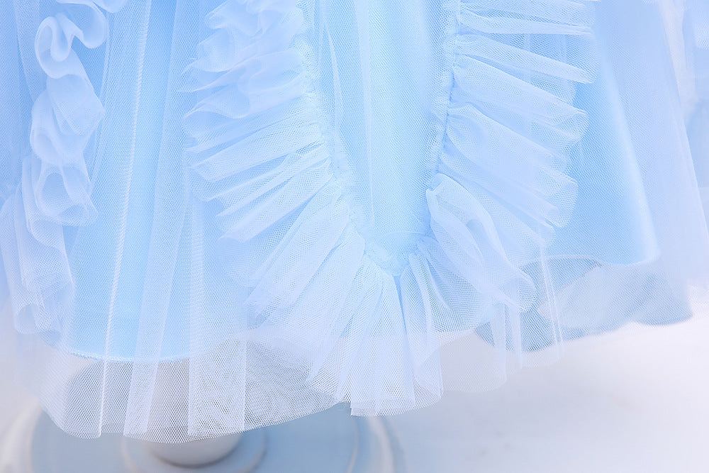 Kid Baby Girl Princess Trailing Wedding Shampong Gauze Host Dresses