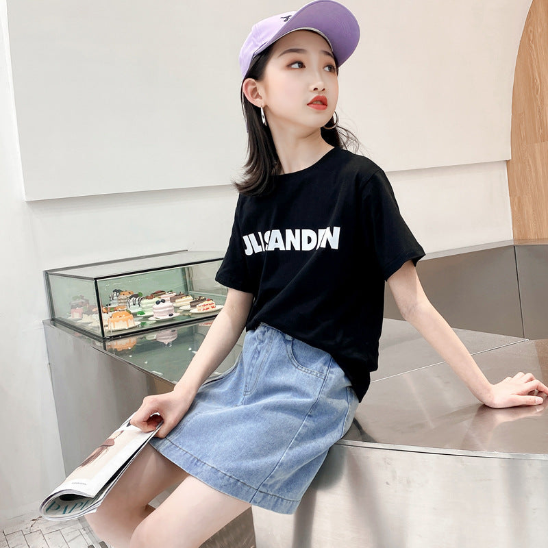 Kid Girls Short Skirt Summer Zipper Embroidered Skirts