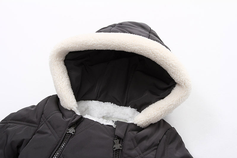 Thick Warm Infant Baby Jumpsuit Hooded Fleece Winter Autumn Overalls Romper