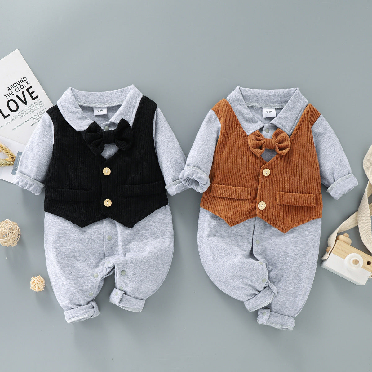 Baby Boy Gentleman Fashion Suit Long Sleeve Fake 2 Pcs Sets