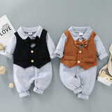 Baby Boy Gentleman Fashion Suit Long Sleeve Fake 2 Pcs Sets