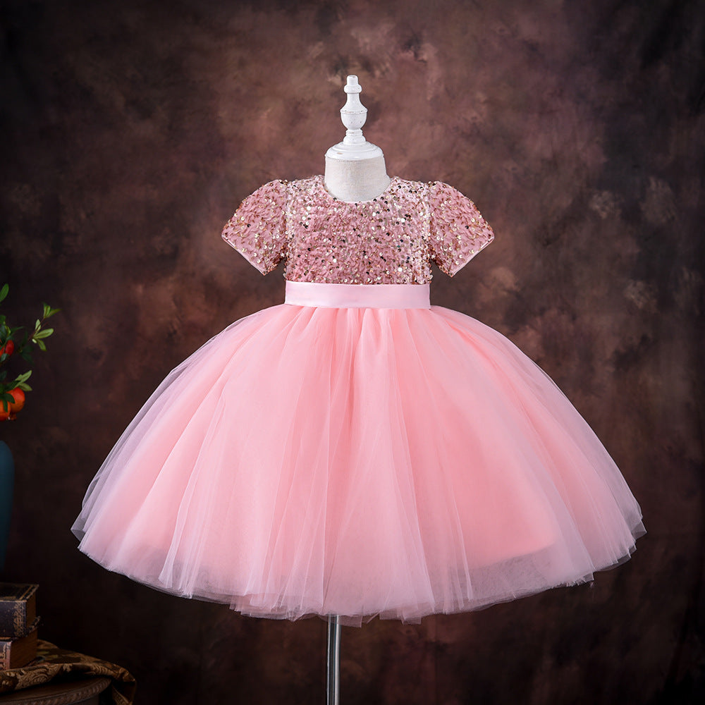 Kid Girl Princess Summer Korean Sequin Piano Dresses