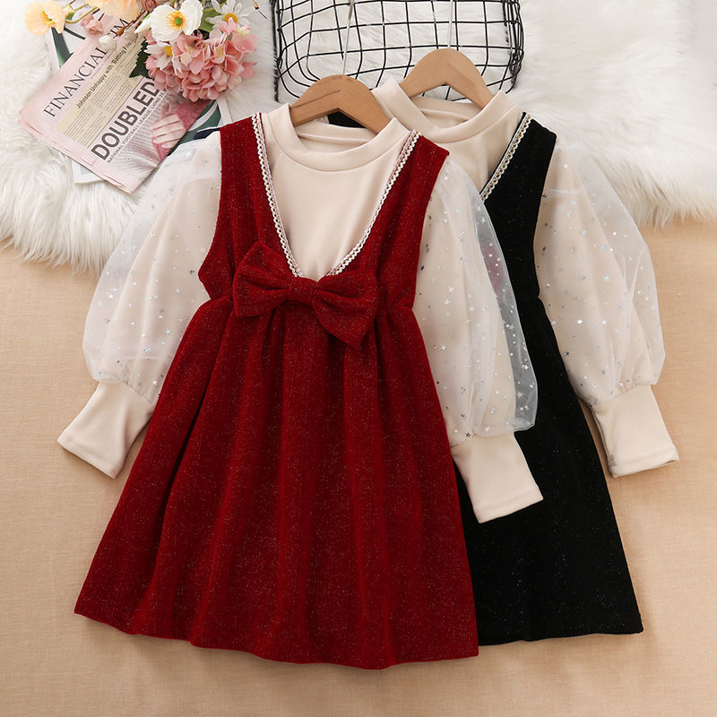 Kid Baby Girl Red Vest Christmas Princess Dresses