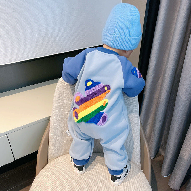 Newborn Baby Warm One-piece Long Sleeve Wool Thick Climbing Rompers