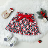 Kid Baby Girl Christmas Long Sleeve Letter Plaid 2 Pcs Sets