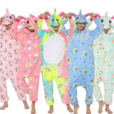 Kid Girl Flannel Cartoon Animal One-piece Pajamas