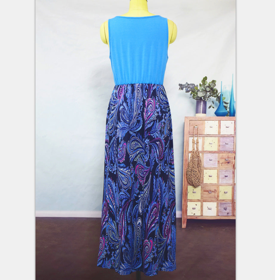 Family Mathcing Phoenix Tail Sleeveless Parent-child Long Dress
