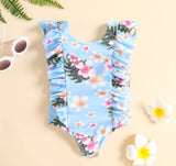 Kid Girls Summer Beach Wind One-piece Swimsuits