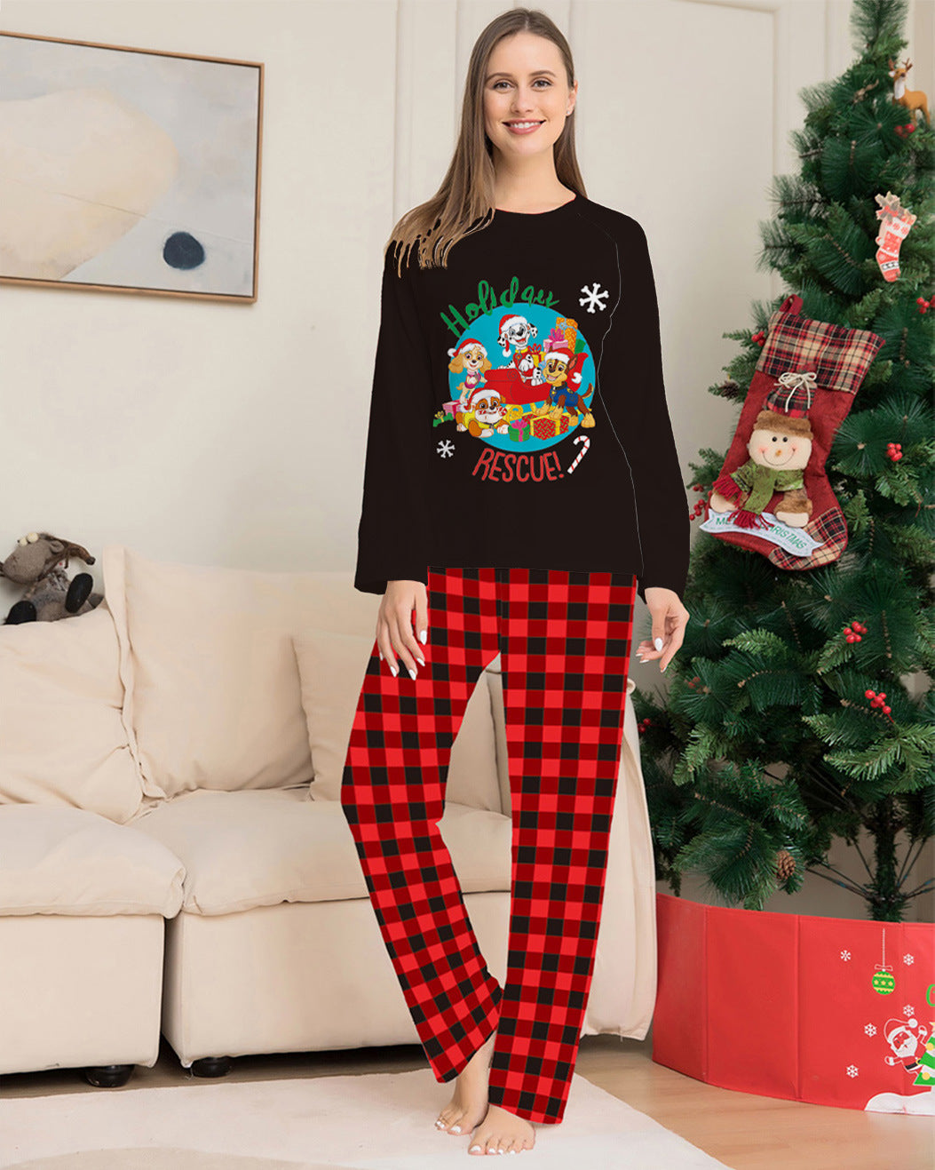 Family Matching Loungewear Parent-child Christmas Plaid Pajamas