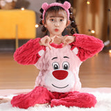 Kid Boy Girl Autumn Winter Jacquard Velvet Cute Cartoon Pajamas