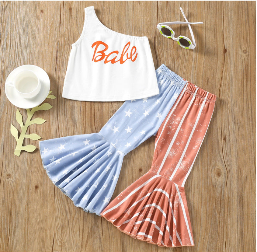 Independence Days Fashion Kids Baby Girls Star Flare 2pcs Sets