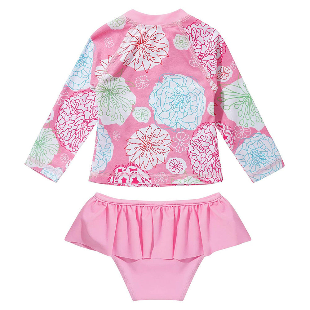 Baby Girls Divided Swimsuit Long-sleeved Briefs Soaking Swimwear