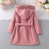 Kids Baby Girls Autumn Winter Thick Solid Fur Hooded Coats