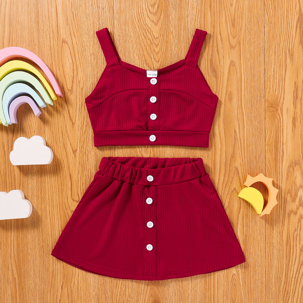 Kid Baby Girl Solid Fashion Summer Ins 2 Pcs Set