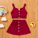 Kid Baby Girl Solid Fashion Summer Ins 2 Pcs Set