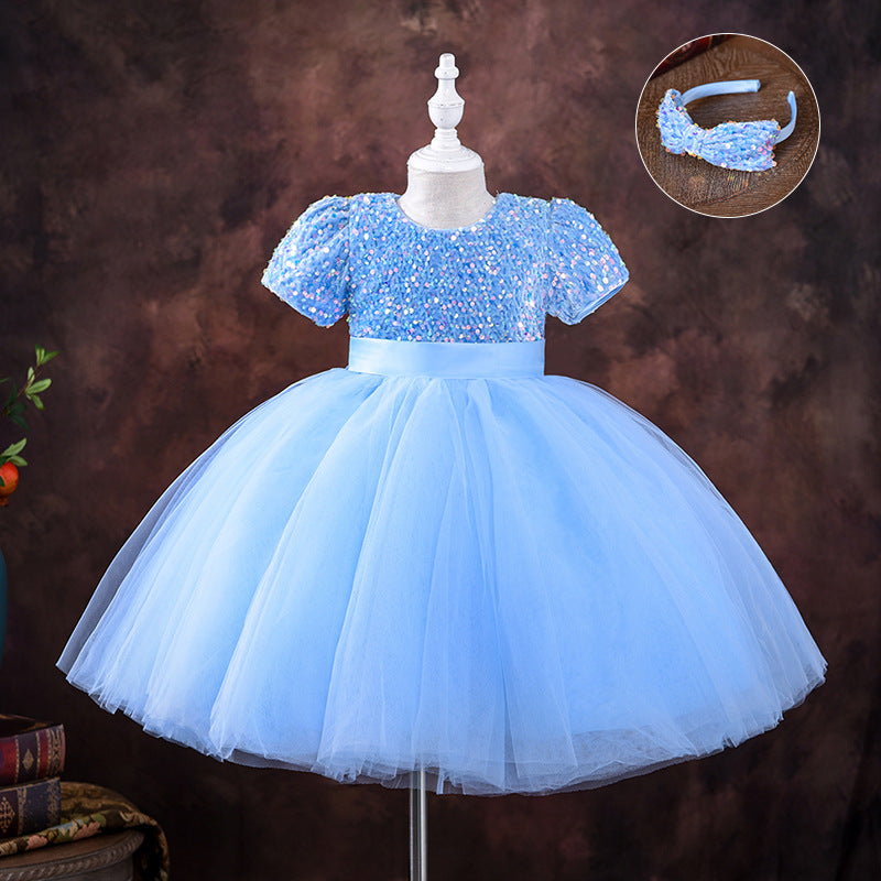 Kid Girl Princess Summer Korean Sequin Piano Dresses