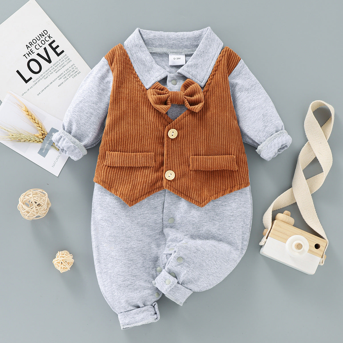 Baby Boy Gentleman Fashion Suit Long Sleeve Fake 2 Pcs Sets