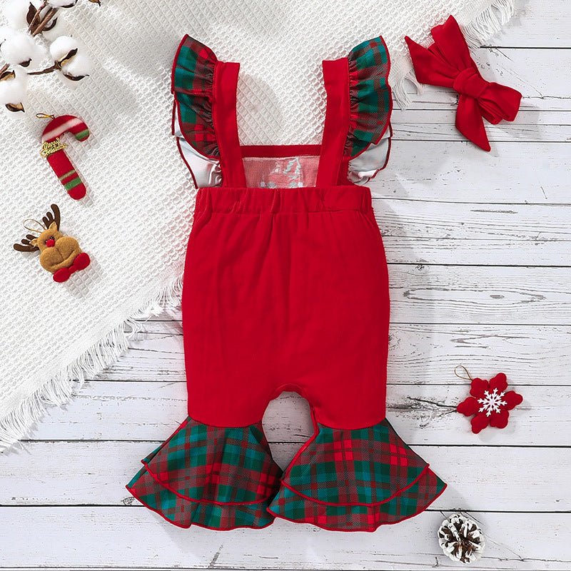 Baby Girl Sleeveless Jumpsuit Christmas Long Legs Pants