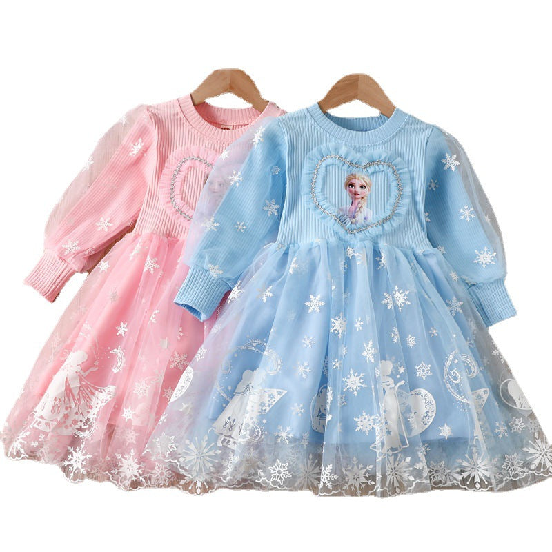 Kid Baby Girl New Long Sleeved Aisha Princess Frozzed Fall Dresses