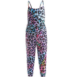 Kid Baby Girl One-piece Suspenders Leopard Print Loose  Long Pants