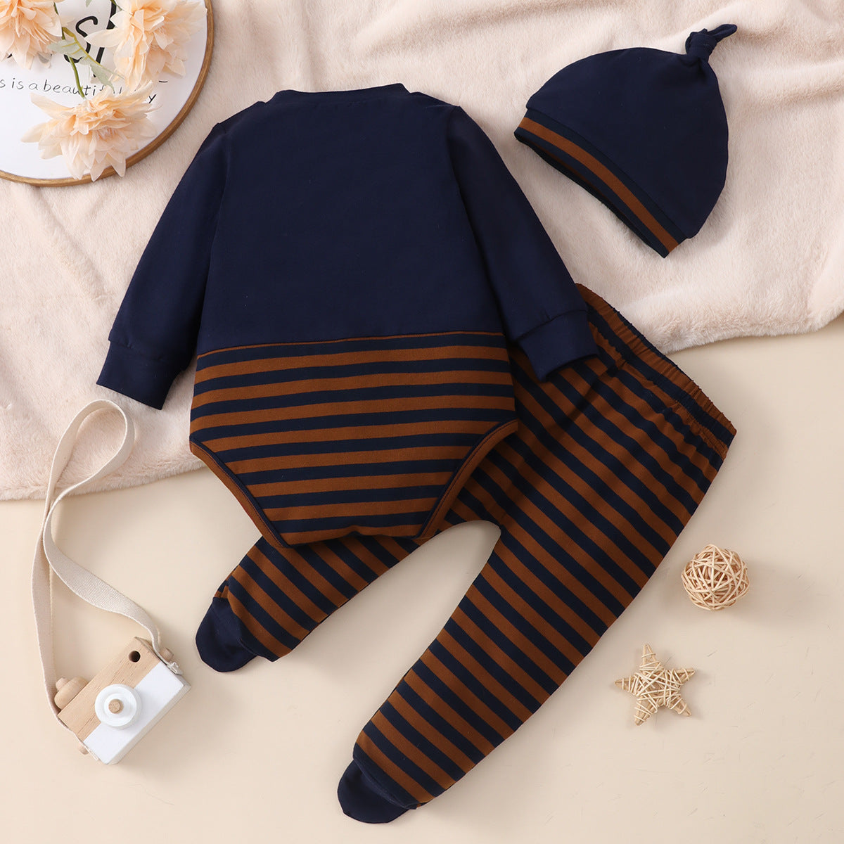 Spring New Easter Baby Lion Print 3 Pcs Set Suit