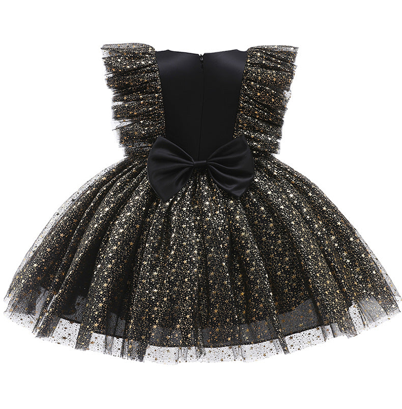 Kid Baby Girl Princess Flying Sleeve Mesh Gauze Party Dresses