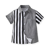 Kid Baby Boy Suit Summer Short Sleeve Striped Suspenders 2 Pcs Set
