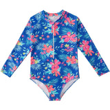 Kid Girls Middle Sunscreen Swimsuit Long-sleeved One-piece Swimwear