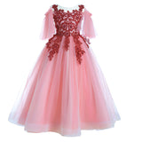 Kid Baby Girl Princess Pompous Yarn Long Flower Wedding Dresses