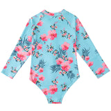 Kid Girls Middle Sunscreen Swimsuit Long-sleeved One-piece Swimwear