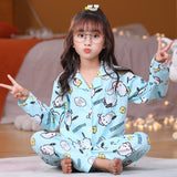Kid Girl Spring Autumn Cute Cartoon Sweet Loose Thin Pajamas