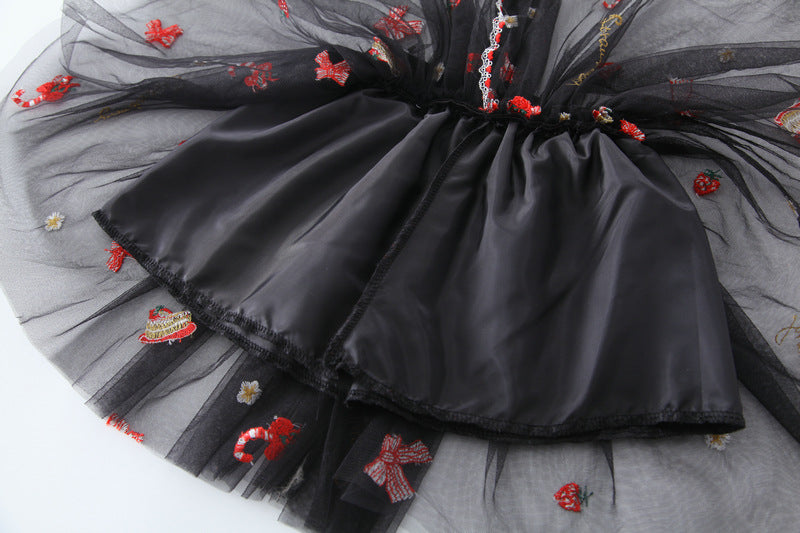 Kid Baby Girl Princess Short Skirt Strawberry Embroidery Skirts