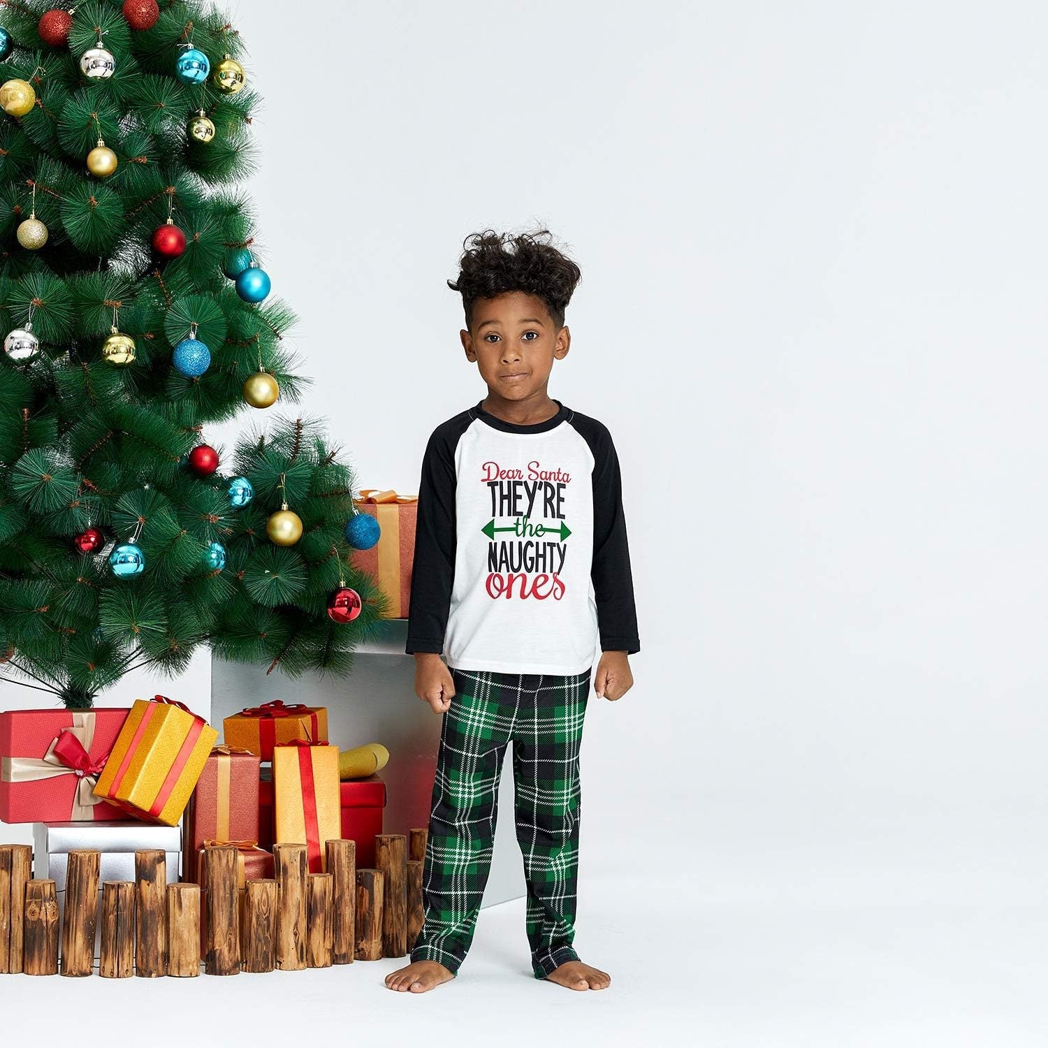 Family Parent-child Christmas Green Letter Digital Printing Pajamas