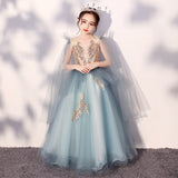 Kid Girl Pompom Yarn Exotic Fairy Catwalk Piano Dresses