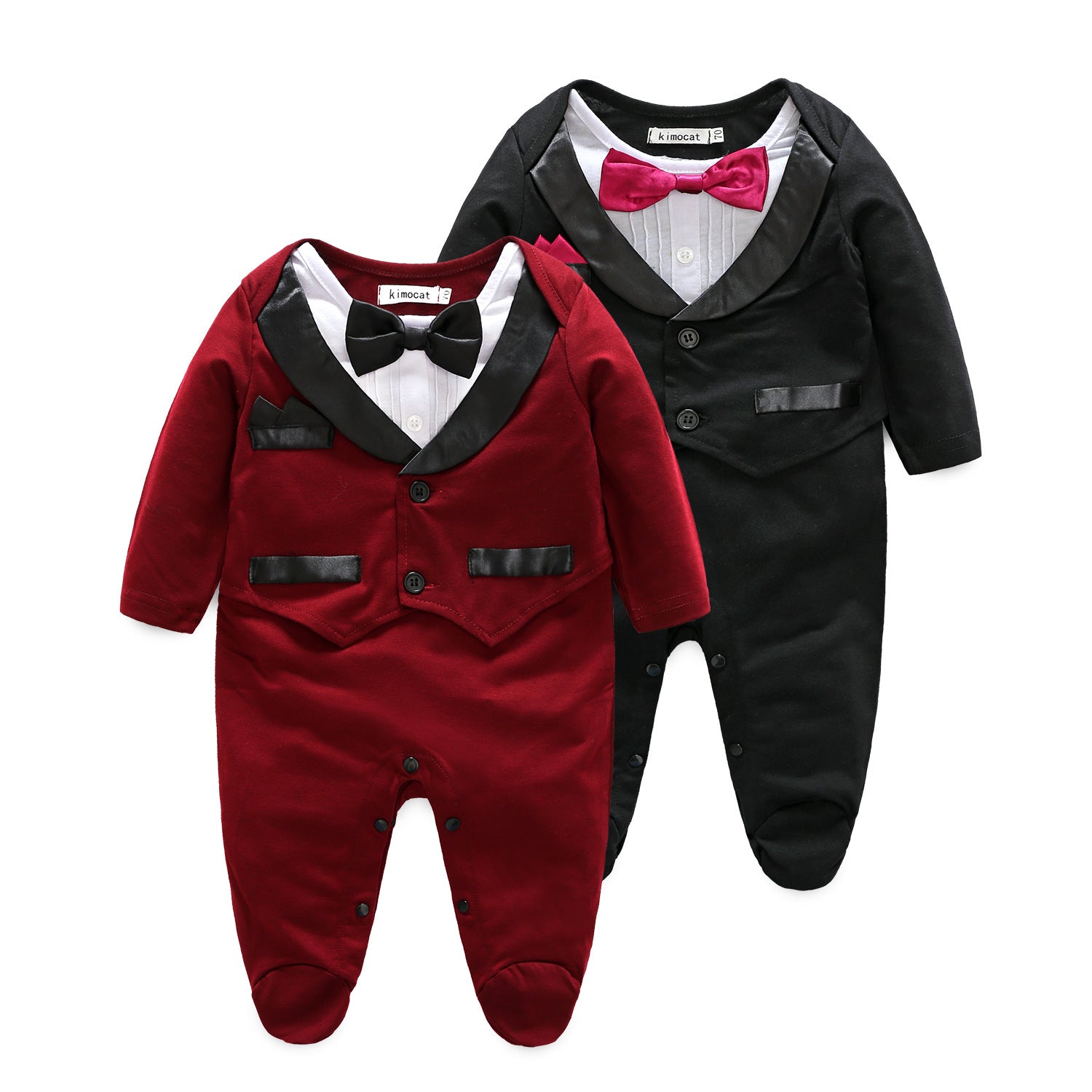 Baby Jumpsuit Birthday Banquet Gentleman Bow Tie Rompers