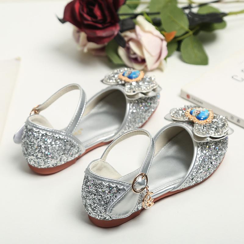 Bow Tie Sequined Leather Shoes for Girls Princess Shoes