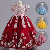 Kid Girl Princess Candy Color Pengpeng Piano Performance  Dresses