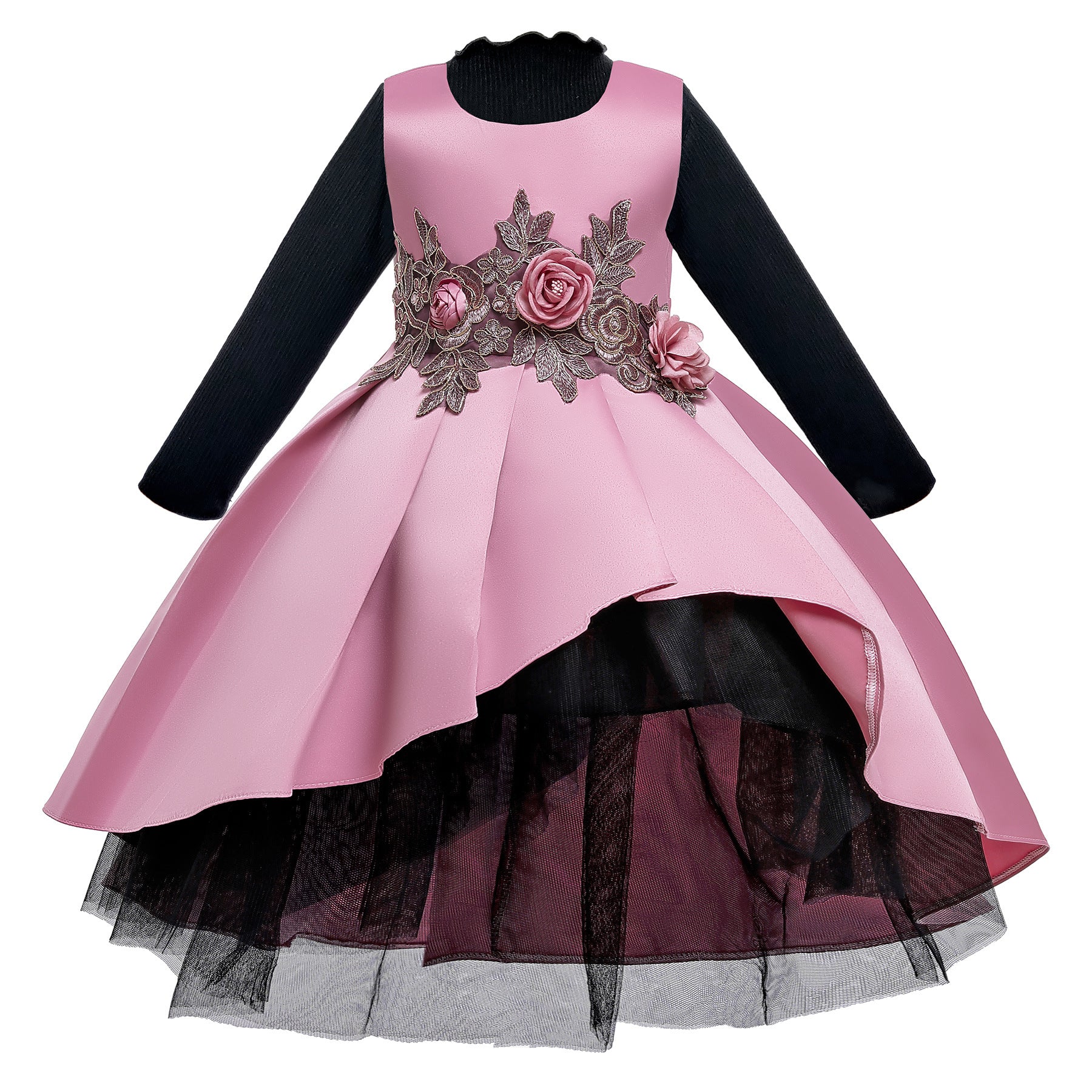 Kid Baby Girls Flower Princess  Long Sleeve Dresses