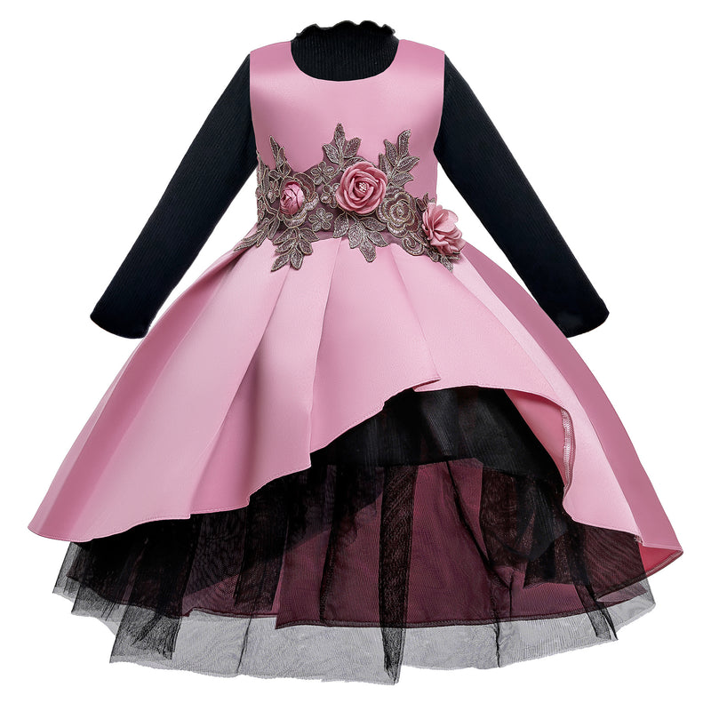 Kid Baby Girls Flower Princess  Long Sleeve Dresses