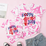 Family Matching Mother Daughter Short Sleeves Independence Day Cotton T-shirt