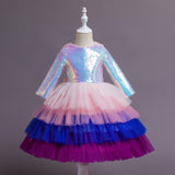 Kid Baby Girl Long-sleeved Gauze Puffy Princess Dress