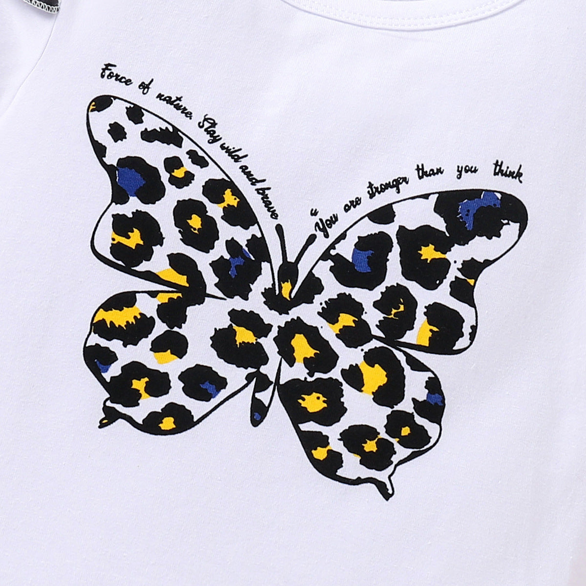 Kid Baby Girl Butterfly Leopard Print Suspenders 2 Pcs Sets