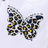 Kid Baby Girl Butterfly Leopard Print Suspenders 2 Pcs Sets