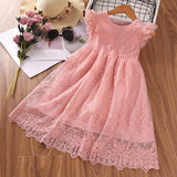 Kid Baby Girl Summer Western Bow Flying Sleeve Embroidery Gauze Flower Dresses