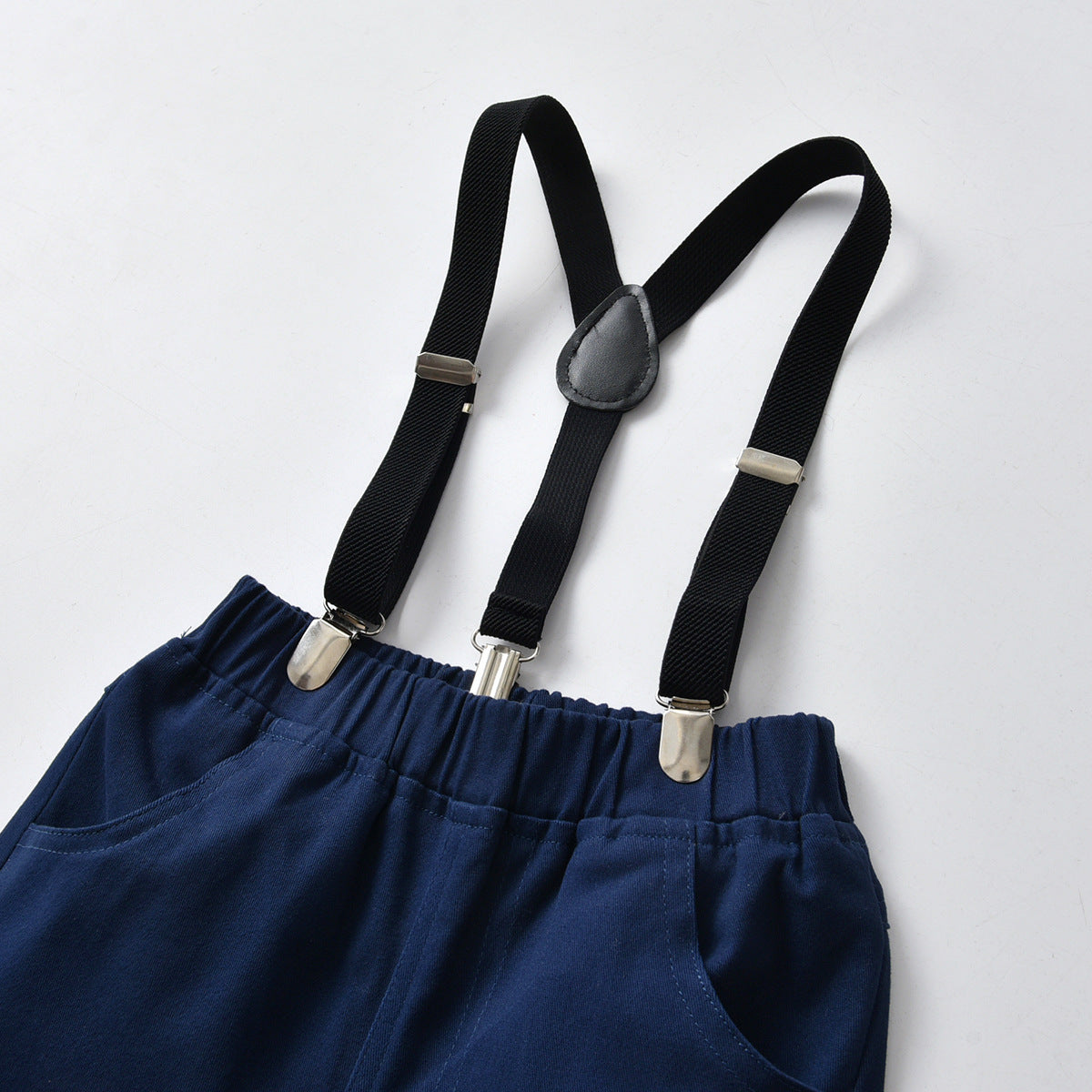 Kid Baby Autumn Boys Suit Bow Tie Long Sleeve Suspenders 4 Pcs Sets