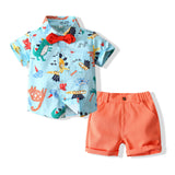 Kid Baby Boys Four Seasons Plaid Long Sleeve 2 Pcs Sets