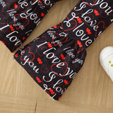 Kid Baby Girls Valentine's Day Set Love Letters Full Printed 2 Pcs Sets