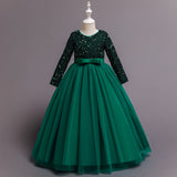 Kid Girl Princess Host Sequin Gauze Wedding Pompous Dresses