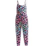 Kid Baby Girl One-piece Suspenders Leopard Print Loose  Long Pants