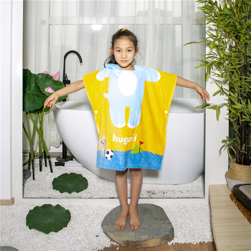 Infant Baby Bathrobe Cartoon Towel Robe Hooded Cloak Pajamas